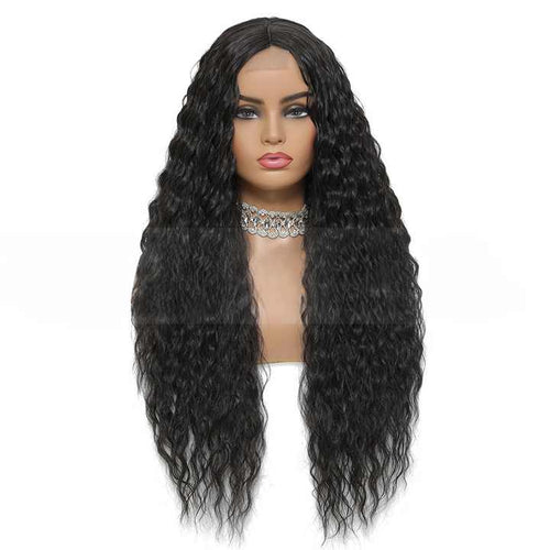 Europe and the United States lace front wig corn perm long curly hair African small curls synthetic fiber wig styling headgear