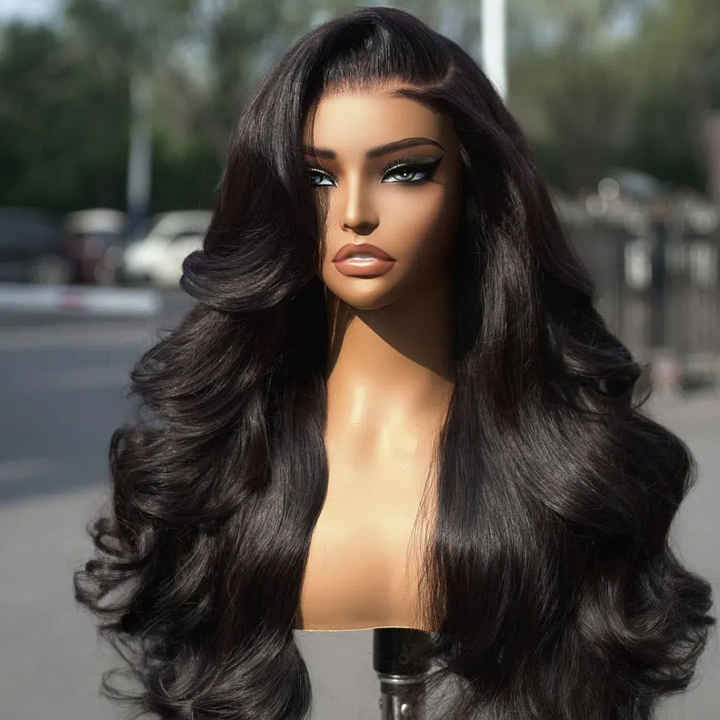 Raw Brazilian Dinner Double Pull Body Wave Black Women's Human Hair Per Dial HD Lace Front No Gel Wigs Wholesale Price